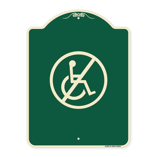 Signmission Designer Series No Handicap, Green & Tan Heavy-Gauge Aluminum Sign, 24" x 18", G-1824-23846 A-DES-G-1824-23846 - main